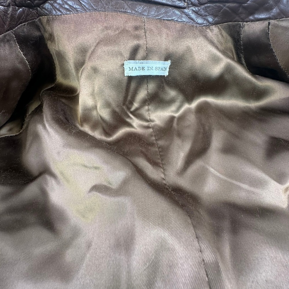 Stanley Blacker Leather‎ Coat 44 Mens Vintage Brown Trench Belted Long Jacket - Picture 16 of 16